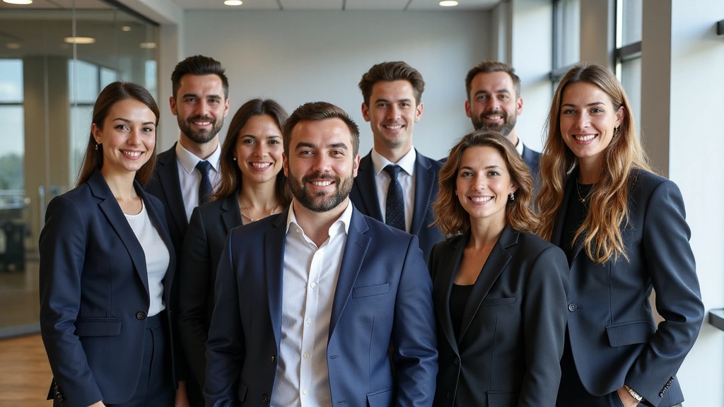 Group photo of diverse legal team members smiling confidently