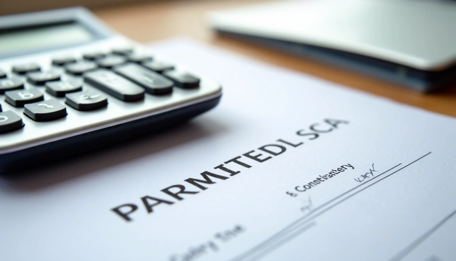 Calculator and legal contract on a desk