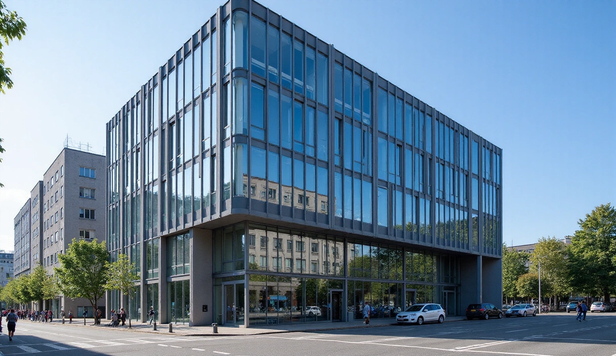 Modern office building facade in Zurich