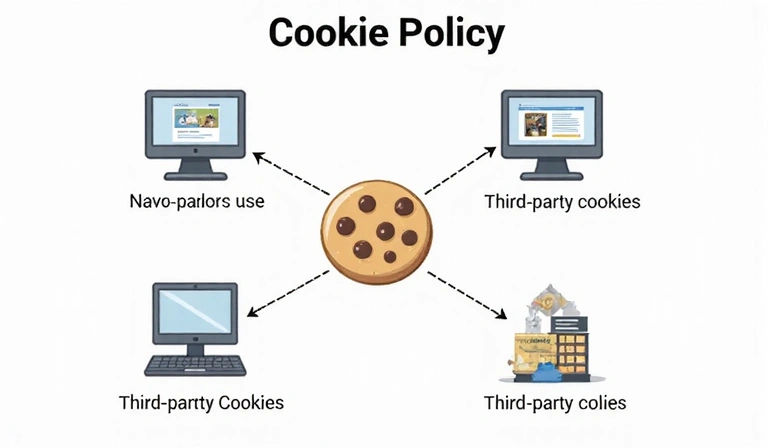 Diagram showing first-party and third-party cookies interacting with a website