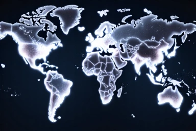 A world map with connecting lines, symbolizing international employment