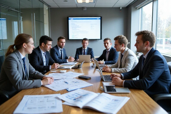 Business professionals discussing corporate tax strategies